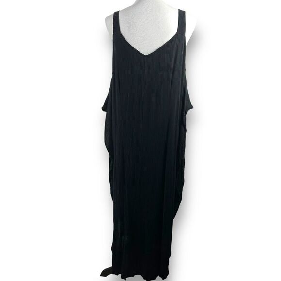 Nina Leonard Women's Size M Cold Shoulder Black Crepe Textured Maxi Dress - Picture 2 of 14